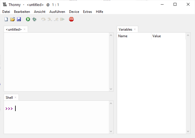 Thonny mit Variablenfenster